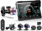 2026 LBW 7" Wireless GPS Motorcycle CarPlay(Includes 128G SD) with Android Auto Navigation, Dual 2K Dash Cam, HD Waterproof Screen, TPMS, Remote Control, BT, Quick Release Anti-Theft Design Mount