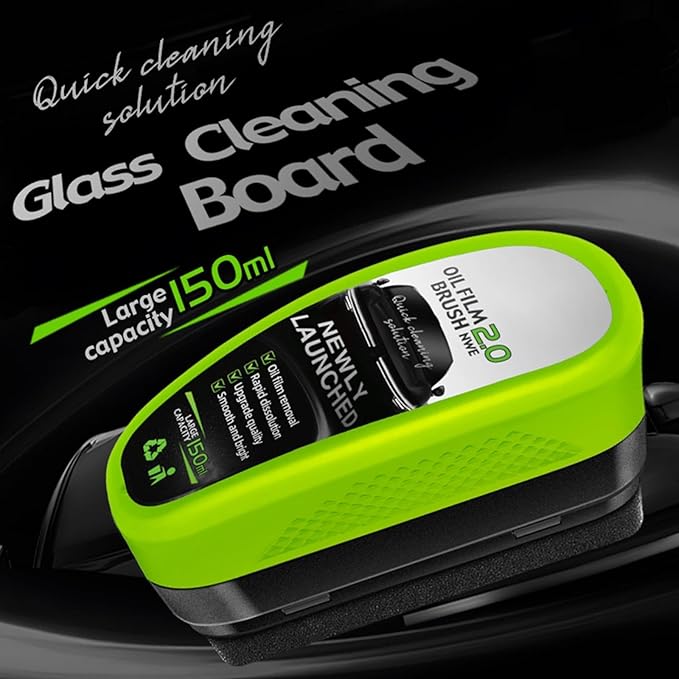 Automotive Oil Film Cleaning Brush for Car Windows, Glass Oil Film Remover for Car,2026 Upgrade 2.0 Cleaning Doard, 150ml Universal clear vision windshield cleaner ，Prevents Rain and Fog
