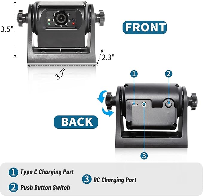 EWAY Wireless WiFi Magnetic Hitch Backup Camera 1080P HD Rechargeable Battery Powered No Wiring Rear View Reverse Monitoring Camera for Car Truck Pickup RV Camper 5th Wheel Horse Trailer Boat Trailer
