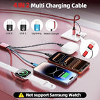Cruise Essentials 2026, Dual Type-C 4 in 2 Multi Charging Cable for iPhone Watch Charger/iPhone 17/IP, iWatch Charger,Charger for Multiple Devices Compatible with iWatch 11-2/Ultra/iPhone 17-8,Car 5FT