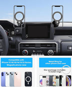 Car Phone Holder for Toyota Tacoma 2024 2025 2026 Accessories Apply to 8 Inch Touch Screen Fixed Clip MagSafe Passenger Cell Phone Mount Handsfree 360° Rotation