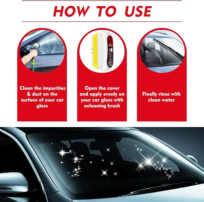 Automotive Oil Film Cleaning Brush with Reusable Foam Sprayer, Upgraded Antifog Glass Cleaning Board, Glass Oil Film Remover for Car Windows & Windshields, Versatile Car Glass Cleaner Brush (White)