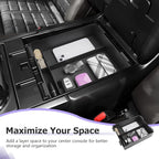 LUWU Titan 2025 Accessories Compatible with Nissan Titan 2020 2021 2022 2023 2024 2025 Center Console Organizer Armrest Console Storage Box Insert Tray ABS Material Black Coin Container Black