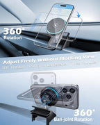 CloudValley Magnetic Qi2 15W Wireless Charger Phone Mount for Tesla Model 3 Highland Model Y Juniper, Strong Grip, 360° Adjustable, Dashboard Car Charger Holder 2025, Design for iPhone MagSafe 17-12