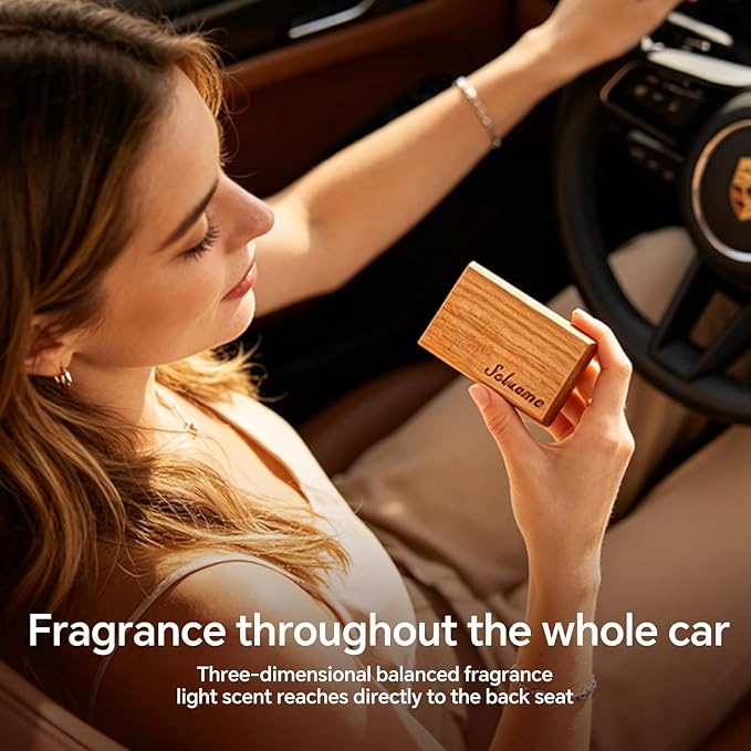 Car Air Freshener, Natural Wood Air Freshener Long Lasting, Car Air Freshener Diffuser with Metal Clip, Car Odor Eliminator, Magnetic Auto Accessories Teak