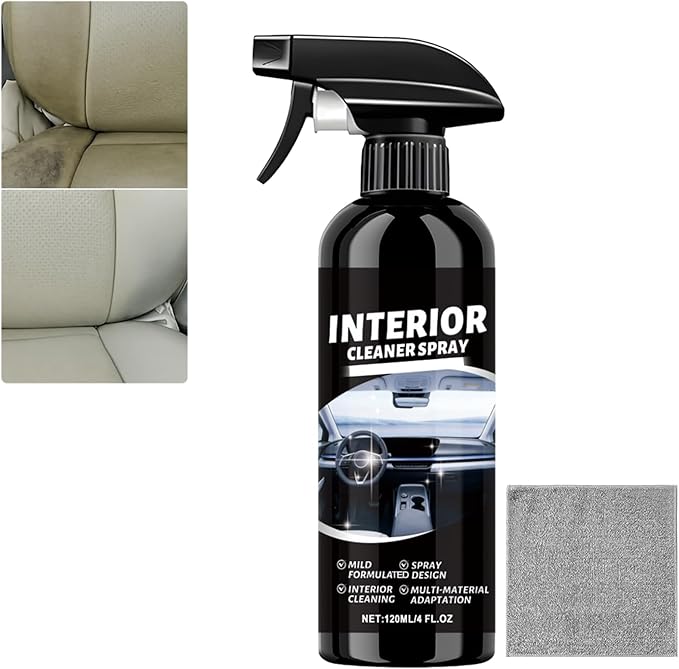 Multipurpose Interior Car Cleaner, Car Cleaning Kit, Upholstery Cleaner for Leather, Vinyl, Dashboard, Removes Dirt, Grease and Stains, Restores Gloss, Refreshed Scent (1Pcs)