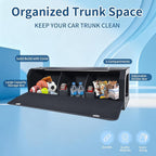 Car Trunk Organizer Sturdy Car Storage Organizer with Lid and Push-pull Handle Collapsible Leather Cargo Organizer for Suv, Truck, Sedan, Van (Black, 40.5 x 11.4 x 12.2in)