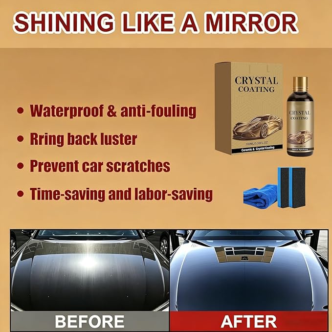 Crystal Coating Nano Quick Coat Restore – Graphene Ceramic Spray for Cars, Nano Quick Coat Car Coating Spray for Shine & Protection, Car Surface for Paint, Glass & Wheels. (3pcs)