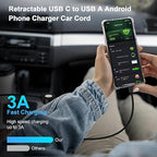 5Pack Retractable Car Charger USB C Cable Android Phone Charger Fast Charging Cord 3.3FT for iPhone 17 Pro Max 16e 15,Samsung Galaxy S26 Ultra/A17/A36/A37/A57/A56/S25FE/A16/A54/S24/Z Fold7,Pixel 10a 9