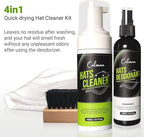 Calvana 4-in-1 Professional Hat Cleaning Kit, Quick-drying Cap Saver Cleaner, for Baseball Caps,Cowboy Hat, Felt Hat, Safe for Cotton, Wool, Polyester, 5oz Solution, Includes Towel and Brush