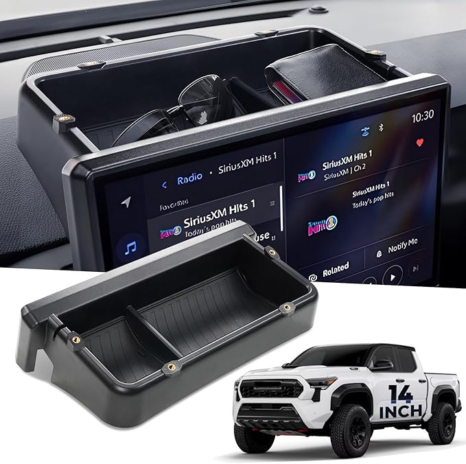 Dashboard Storage Tray Dash Organizer for Toyota Tacoma 2026 2025 2024 & 4Runner 2026 2025 (Only for 14 inch Screen), Interior Accessories Center Console Organizer Storage Tray, Black