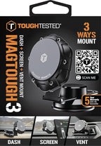 ToughTested MagTough 3-in-1 MagSafe Car Mount - Heavy Duty Magnetic Phone Holder for Truck, Dashboard, Windshield & Vent - 360 Rotation Foldable Support Legs - Universal Fit for iPhone & Android