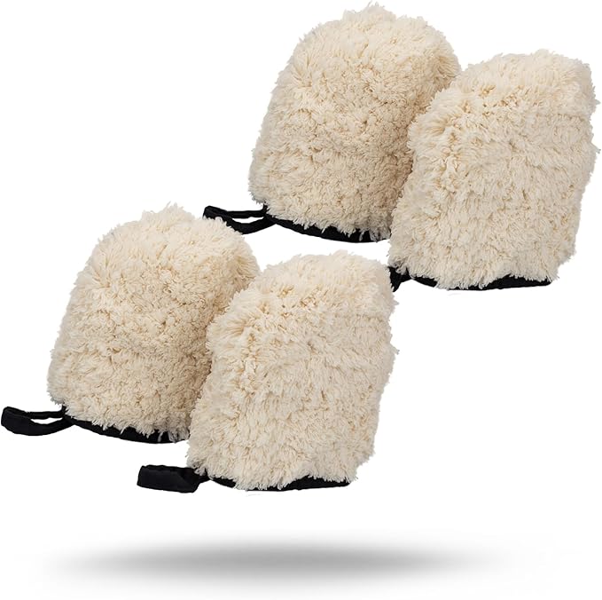 Maxshine Universal 4-Pack Professional Microfiber Wash Mitts Auto Detailing - Car Washing Accessories - Finger Wheel & Dusting Mitt, Small Area Detailing & Wash Mitt (2 Sets)