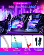 DUOFU365 Car Led Light Interior, RGB Dreamcolor Inside Car Light Music Sync, Under Dash Footwell automotive Strip Light, 12V Acrylic Strip Light for Vehicle, Truck,Jeep, SUV with Car Charger(1set)