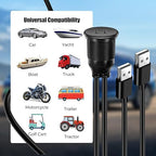 Dual Port USB A 2.0 Male to USB C 2.0 Female Extension Cable,Flush Mount Waterproof Panel Cable for Car,Truck,Boat,Motorcycle Dashboard 3.3ft