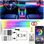 Acrylic Interior Car LED Strip Light with APP Remote Control,175 inches 10 in 1 RGB Dreamcolor Neon Strip Fiber Optic LED Ambient Lighting Kits,RGB Music Lights Sync for Inside car Decorations
