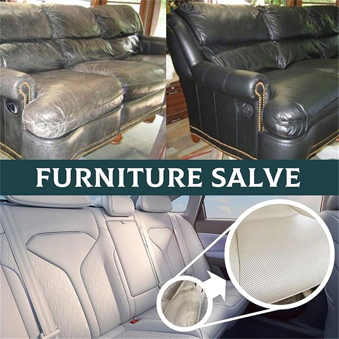 Leather Salve, 2025 Upgrade Leather & Wood Furniture Repair Salve with Brush, Furniture Salve for Leather Wood, Household Leather Upholstery Cleaners for Home, Easy to Apply (3pc)