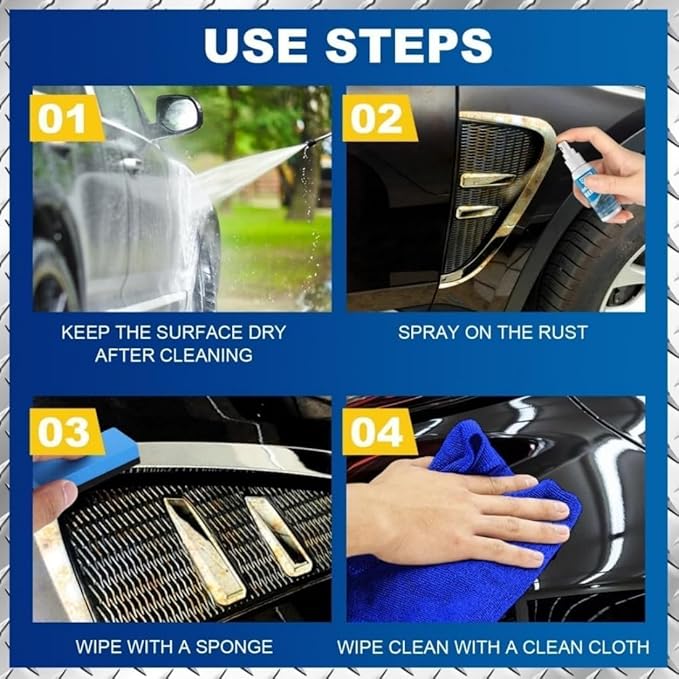 Iron Powder Remover Spray, Multi-Functional Quick-Acting Rust Removal Spray - pH Neutral & Paint Safe Car Detailing for Wheels, Rims & Metal Tools - Advanced Formula, No Damage to Surface (100 ML*1)