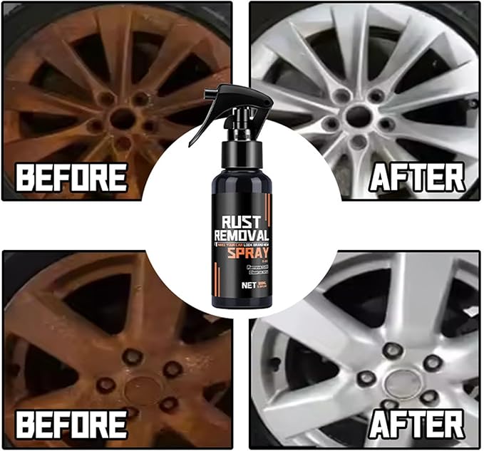 Rust Remover Spray,Rust Remover Spray for Metal, Wheel Hub & Paint Safe Rust Dissolver for Cars/Trucks, Multi Purpose Instant Cleaning Coating Agent,Rustout Instant Remover Spray (200ML)