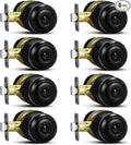 Plustool 8 Pack Matte Black Door Knobs, Privacy Door Knob with Lock, Interior Doorknobs with Round Ball, Keyless Door Lockset for Bedrooms Bathrooms