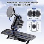 Stainless Steel Phone Mount for 2013-2018 Ram 1500/2500/3500 &2019+ Classic, Magnetic & Clamp Dual Heads, All-Metal Shakeproof OEM Screw Hole Dash Mount Install Super Stable