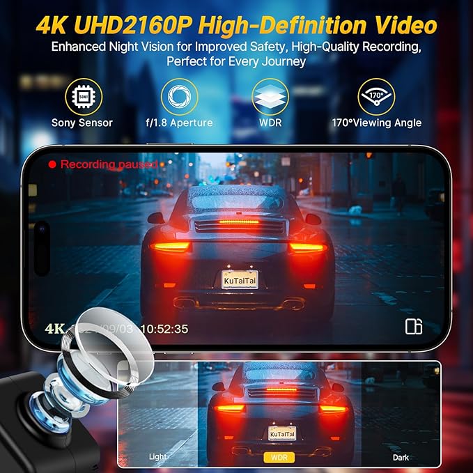 4K Dash Cam fit for Honda Civic 2022 2023 2024 2025 2026 Type R Sport LX EX Touring, OEM Look, UHD 2160P Video, WiFi&APP, Easy to Install, Loop Recording, G-Sensor, Parking Monitor, 128GB