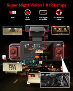 IIWEY N6 360° Dash Cam 4 Channel, 5.8G WiFi-6 (up to 20MB/s) with App, Free 128GB Card, FHD Front & Rear Inside Dash Cam for Car, 8 IR Lights Night Vision, GPS, 24/7 Parking Mode, G-Sensor
