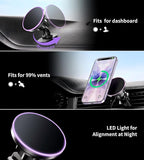 BHHB for Magsafe Car Mount Charger, [2026 Upgrade] 15W 2in1 Magnetic Wireless Car Charger, for Magsafe Car Charger, Vent/Dashboard Phone Holder, ONLY for iPhone 17 16 15 14 13 12 Series(Purple)