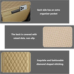 Stacool Upgraded Car Center Console Cover,Microfiber Leather Car Armrest Cover Cushion with 2 Storage Bags,Universal Car Armrest Storage Box (Beige)