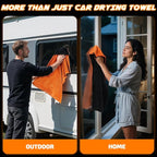 SMINDER 2-Pack 1200 GSM Car Drying Towels – Microfiber Towels for Cars (36" x 24"), Ultra-Absorbent, Streak-Free, Scratch-Free, No Water Spots, Double-Twist Pile & Edgeless Design(Orange)