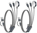 2Pack Multi Charging Cable Cord for Travel Essentials,Apple Watch Charger,iPhone Charger,[3-in-2] Type C/Lightning Cable Portable Designed for iWatch,iPhone 17-8,Galaxy S25-21,AirPods,iPad-1.8M Black
