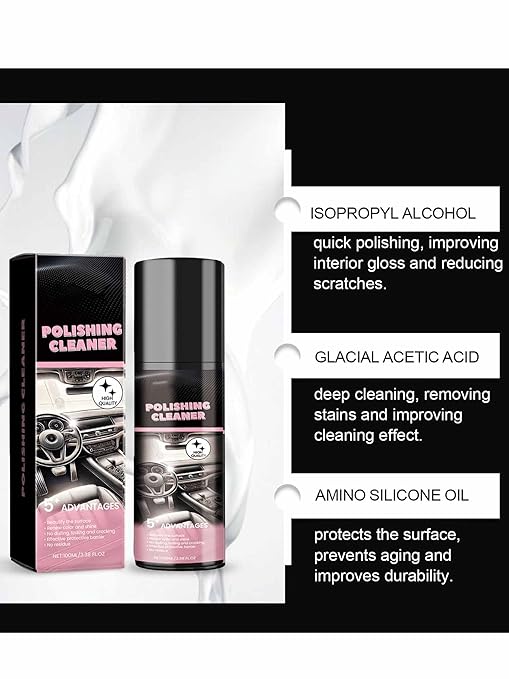 Silicona para Carro Interior Brillo Y Olor, Multipurpose Polishing Cleaner Car Interior Cleaner, Vehicle Interior Polish Interior Detailer Spray for Car, Rubber, Leather (2pcs)