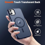 SUPFINE Magnetic for iPhone 11 Phone Case with Screen Protector (Compatible with MagSafe) (Military Grade Drop Protection) Translucent Matte Shockproof Phone Cover,Dark Blue