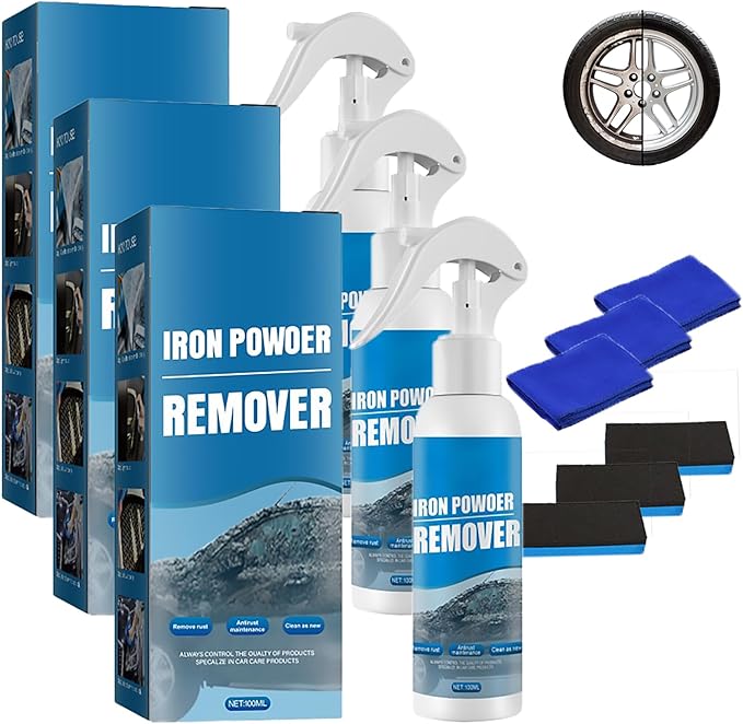 Rust Stain Remover Spray, Heavy Duty Metal Iron Powder Dissolver for Car Rims, Wheels, and Painted Surfaces, Quick Acting Rust Cleaner for Automotive, Tools, and Home Use (1)