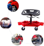 Rolling Garage Stool, 300 LBS Capacity, Adjustable Height, Parts Tray with Bottle Holders, Car Detailing Stool Chair Shop Stool for Car Cleaning Buffer Polisher Ceramic Coating