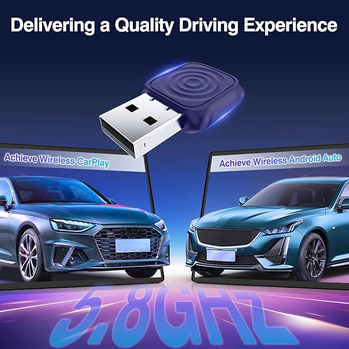 CarlinKit MiNi Ultra Wireless CarPlay & Android Auto Adapter - Plug & Play USB-A/USB-C Upgrade for Wired Cars | Retains OEM Mic, Sound Quality & Controls | OTA Updates