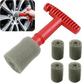 Car Wheel Detailing Brush, Lug Nut Wheel Cleaning Brush with Reusable Removable Insert, Embedded Tire Screw Cleaning Tools with Handle, Exterior Car Accessories (5 Sponges)