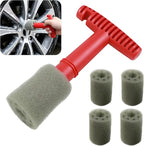 Car Wheel Detailing Brush, Lug Nut Wheel Cleaning Brush with Reusable Removable Insert, Embedded Tire Screw Cleaning Tools with Handle, Exterior Car Accessories (5 Sponges)
