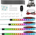 Golf Cart Underglow LED Light Strip Kit, 28 RGB Modes with Music Sync & Wireless Remote | 12-85V Wide Voltage, Fit Club Car, EZGO, Yamaha (2/4/6 PCS)