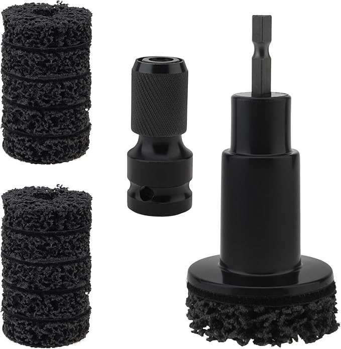 Wheel Hub Resurfacing Kit, Brake Hub Cleaning Tool with 10 Pads, Wheel Stud and Hub Cleaner Fits Power Drill or 1/2" Impact Driven Wrenches, Quick Rust Removal for Lug Studs and Rotors (Plastic Black)