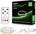 Tatazone 16.4ft Green COB Led Strip Lights with RF Remote, Dotless, Indoor, Dimmable, Adhesive Led COB Light Strip for Cabinet, Room, Bed, Paintings