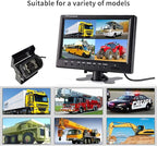 Hodozzy 4 Channel Backup Camera System with 9 Inch Quad Split Screen Monitor, Waterproof Rear View Camera with 18 IR Night Vision, Easy Installation for Truck RV Trailer Vans