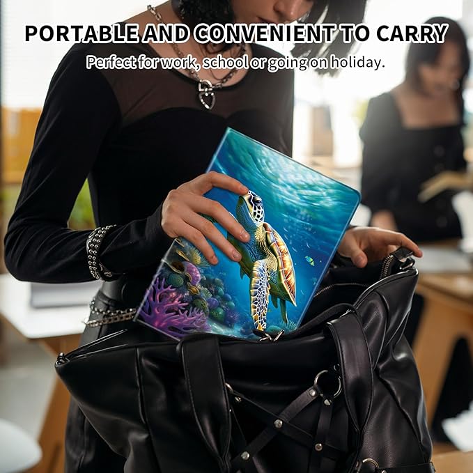 Case for 6" Kindle 11th Generation Case 2024/2022 Release,Leather Slim Folio Adjustable Stand Cover with Auto Wake/Sleep for Basic Kindle 2024/2022 11th Gen e-Reader,Cute Sea Turtle