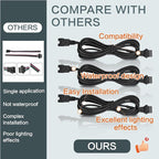 Rock Light Extension Wires 4 Pin and 2-Way Splitters 20 PCS 60 inch, Pure Copper Insulated Cable Cord Set for Motorcycle ATV Trike Golf Car Truck Neon Underglow Strip Lights