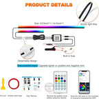 Jushope Interior Car LED Strip Lights, Acrylic LED Lights for Car with Dynamic Dreamcolor Chasing, Ambient Lighting Kits Music Sync Wireless APP and RF Remote Control (43.5+14.5'')