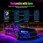 Car Interior Lights, 12V LED Strip Lights with Charger Adapter, Ambient Car Lighting Kit, App & Remote Control Music Sync Color Change Strip Lights for SUVs & Trucks, Car Accessories for Women Men