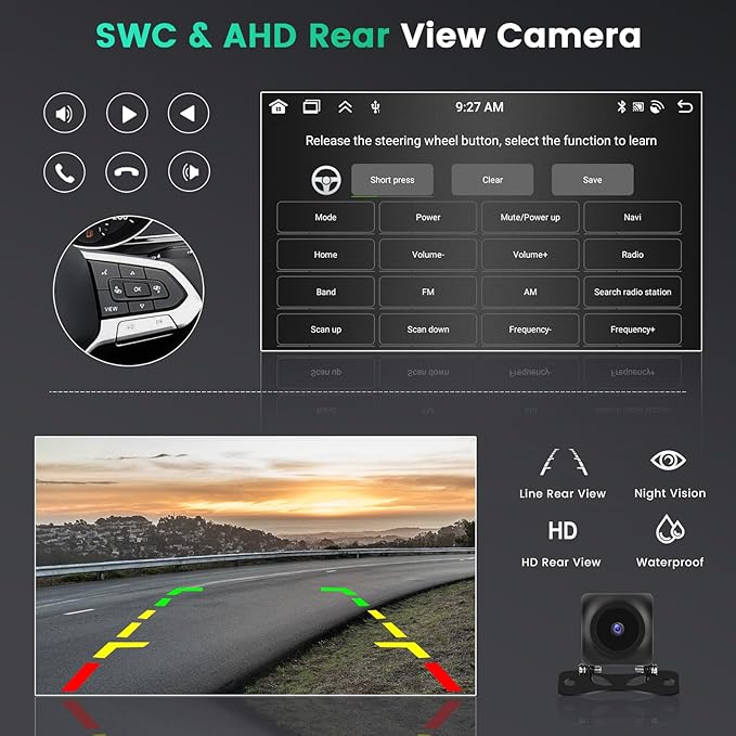 Hikity 6+128GB 8 Core for 2006-2012 Hyundai Santa Fe Upgrate Android Radio with Wireless Carplay, 9'' Touch Screen Stereo Dash Kit, Android Auto/32EQ DSP/Bluetooth 5.0/GPS/WiFi/SWC, Backup Camera