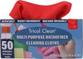 Tricol Clean 50PK Profesional Resuable Lint Free Microfiber Edgeless Cleaning Cloth Cleaning Rags,Absorbent Microfiber Wipes for Housekeeping, Car Cleaning (12 * 12 Inches) (red1)