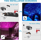 16W Twinkle Starlight Headliner Kit 1000 Piece, 6.5ft/2m 0.03in Car Interior Ceiling Fiber Optic Lights, APP/Remote Control Star Roof Lights for Car/Party Ambient Decor