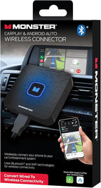 Monster Wireless CarPlay Adapter, Wireless Android Auto Adapter, Convert Wired to Wireless CarPlay & Android Auto, Compact Dongle for Factory Wired CarPlay Cars, USB-C & USB-A Cables Included